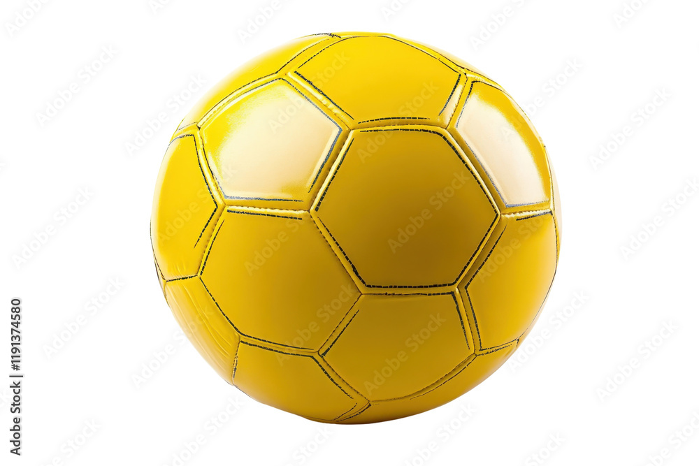 Bright yellow soccer ball resting on a surface, showcasing its hexagonal pattern and smooth texture Bright yellow soccer ball resting on a surface, showcasing its hexagonal pattern and smooth texture