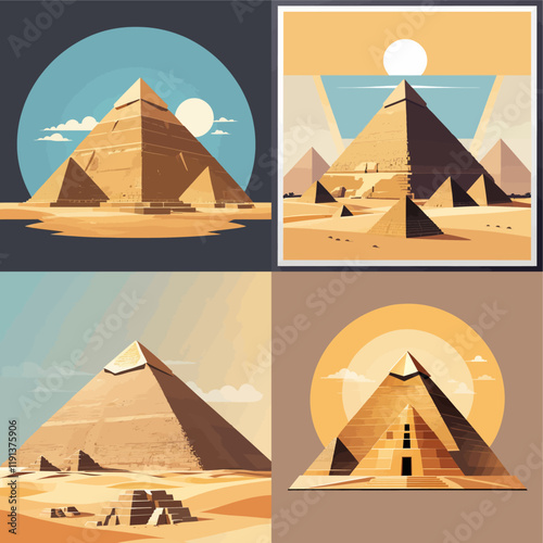 giza pyramid set .vector illustration.