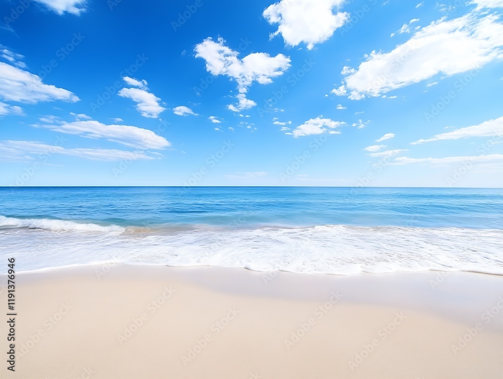Pristine Sandy Beach with Clear Blue Ocean and Bright Sky Perfect for Seaside Escapes : Generative AI Pristine Sandy Beach with Clear Blue Ocean and Bright Sky Perfect for Seaside Escapes : Generative AI
