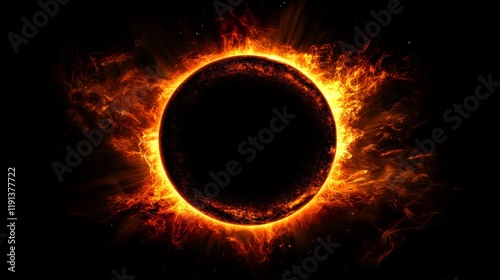 Fiery Celestial Body in Space