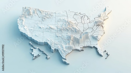 Detailed relief map of the United States highlighting geographical features, topographical variations, and boundaries for educational and reference purposes with incredible visual precision photo