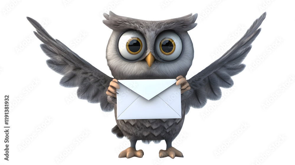 Naklejka premium owl holding latter massage 