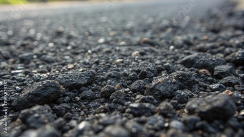 A closeup of raw asphalt before mixing displaying a co texture with granules and stones interspersed within a viscous dark tarlike binder emphasizing the complexity of materials
