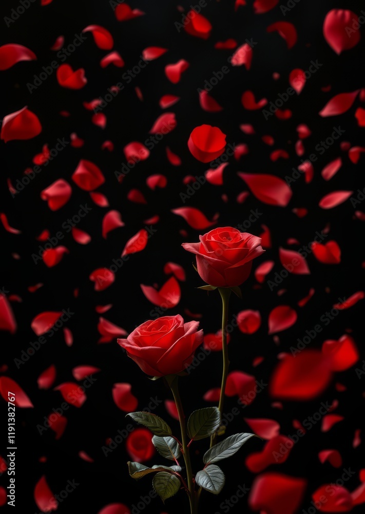 Red colorful petals rose flying animation on black background love and valentine day festive holiday valentines love heart valentine vector romantic day holiday Red colorful petals rose flying animation on black background love and valentine day festive holiday valentines love heart valentine vector romantic day holiday