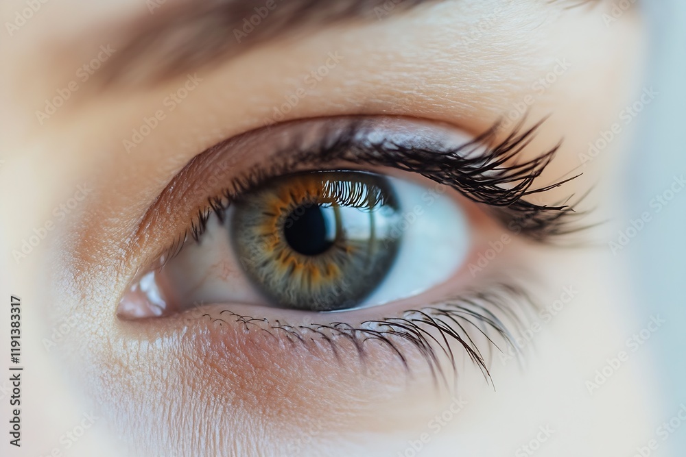Detailed Macro Closeup of a Human Eye with Long Eyelashes and Reflective Surface : Generative AI Detailed Macro Closeup of a Human Eye with Long Eyelashes and Reflective Surface : Generative AI