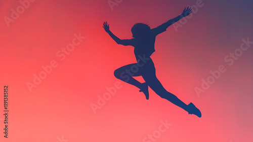 Wallpaper Mural Euphoric Leap: Capturing the Essence of Freedom in a Striking Silhouette Mid-Jump Torontodigital.ca