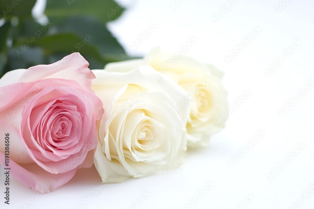 Fototapeta premium Romantic Pink and White Roses on Subtle Background for Dreamy Floral Decor : Generative AI
