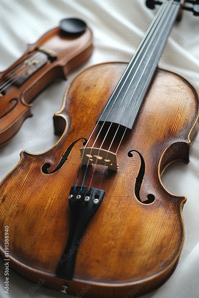 Two violins, wood, strings, musical instruments. Two violins, wood, strings, musical instruments.