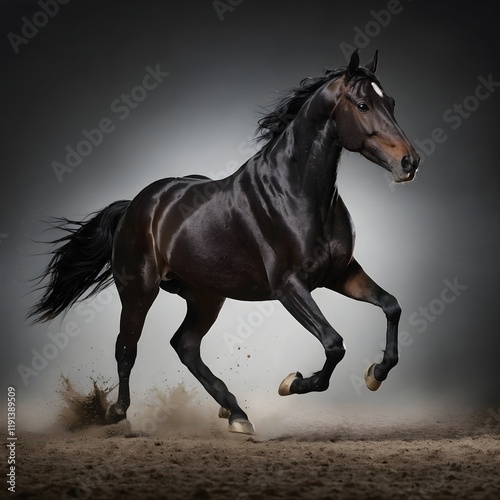 Stunning Full Body Portrait of a Majestic Black Arabian Horse in a Natural Outdoor Setting