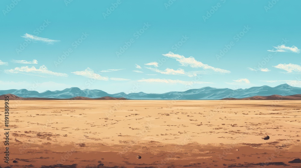 Expansive Desert Landscape Under a Clear Blue Sky Expansive Desert Landscape Under a Clear Blue Sky