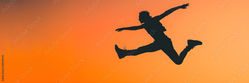 Euphoric Leap: Capturing the Essence of Freedom in a Striking Silhouette Mid-Jump Euphoric Leap: Capturing the Essence of Freedom in a Striking Silhouette Mid-Jump