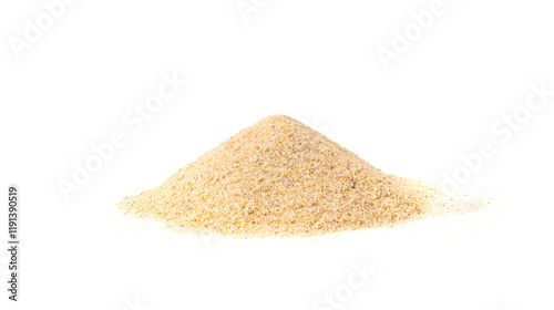 Canvas-taulu Garlic powder pile isolated, dried granulated chopped crushed garlic on white ba