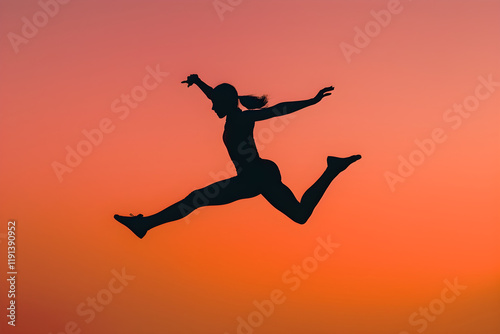 Wallpaper Mural Euphoric Leap: Capturing the Essence of Freedom in a Striking Silhouette Mid-Jump Torontodigital.ca