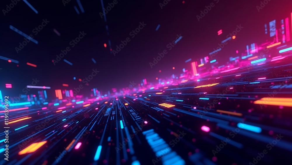 Fototapeta premium Abstract neon futuristic gaming background. Generative Ai.