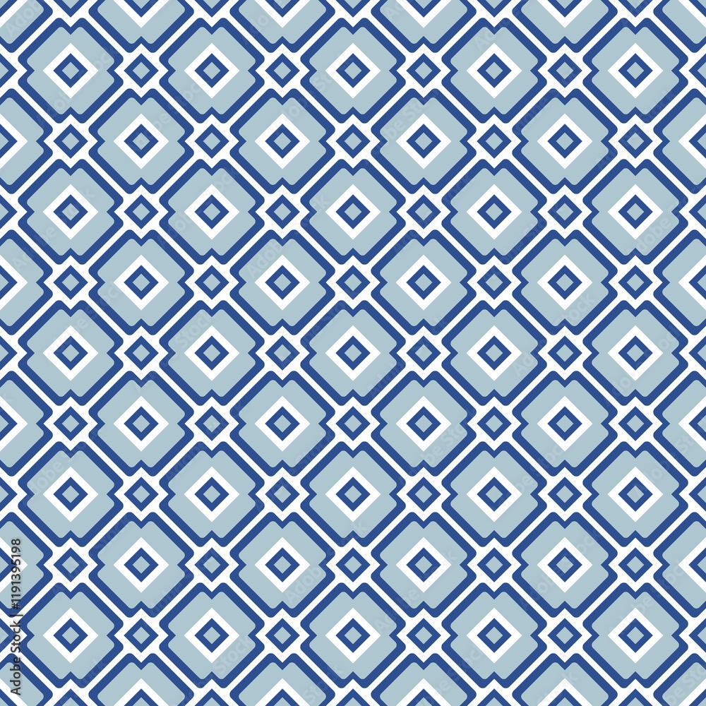 Fototapeta premium Blue seamless pattern with geometric shapes