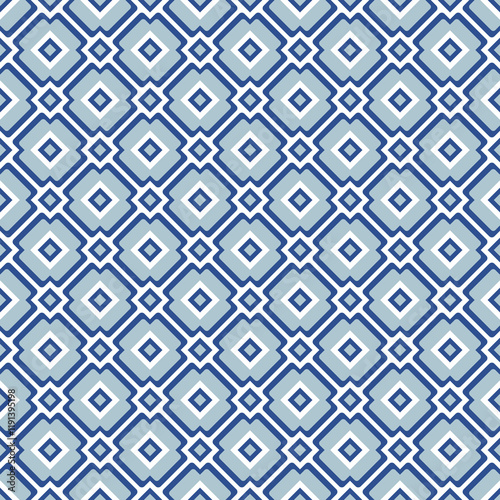 Blue seamless pattern with geometric shapes