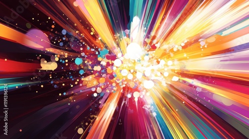 Vibrant Colorful Rays Exploding Brightly With Light Spots