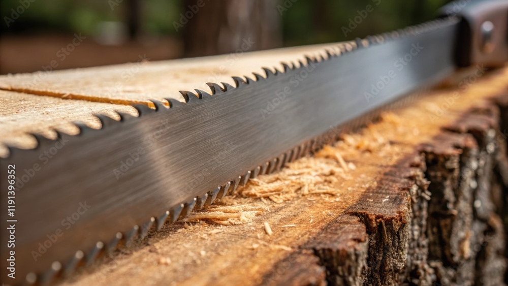 A medium closeup reveals the tension in the blades as they engage with freshly softwood emphasizing the contrast between the smooth texture of the wood and the rough polished A medium closeup reveals the tension in the blades as they engage with freshly softwood emphasizing the contrast between the smooth texture of the wood and the rough polished