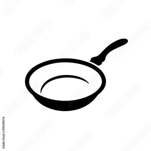 A frying pan icon silhouette on white background