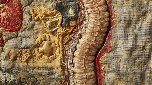 Visual representation of the human digestive tract with a focus on the large intestine