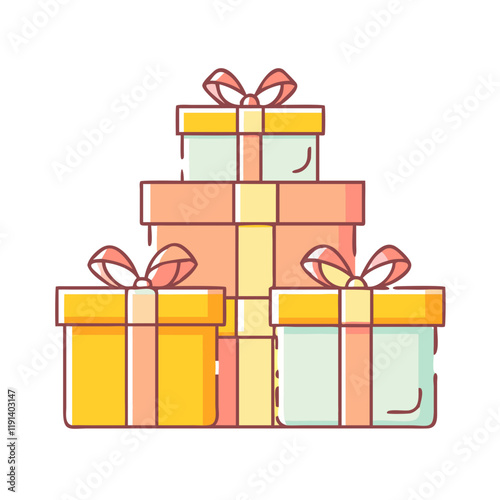 stack of gift boxes vector icon, stack of gift boxes vector illustration - simple illustration of stack of gift boxes, perfect for logos and icons stack of gift boxes