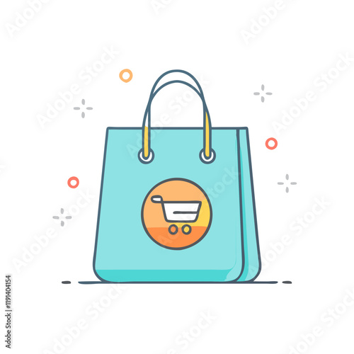 shopping bag with logo vector icon, shopping bag with logo vector illustration - simple illustration of shopping bag with logo, perfect for logos and icons shopping bag with logo photo