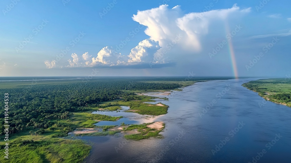 Breathtaking Aerial View of a River and Lush Rainforest Breathtaking Aerial View of a River and Lush Rainforest