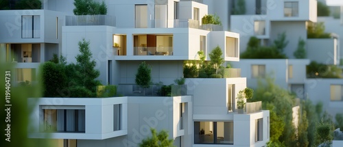 Modern Architectural Design of Contemporarily Stacked Residential Buildings photo