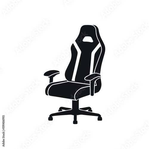 ilhouette of a Gaming chair black color simple clean vector illustration on a white background. 4