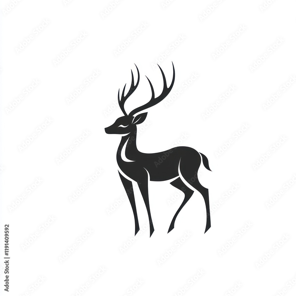 Elegant deer silhouette logo design on white Elegant deer silhouette logo design on white