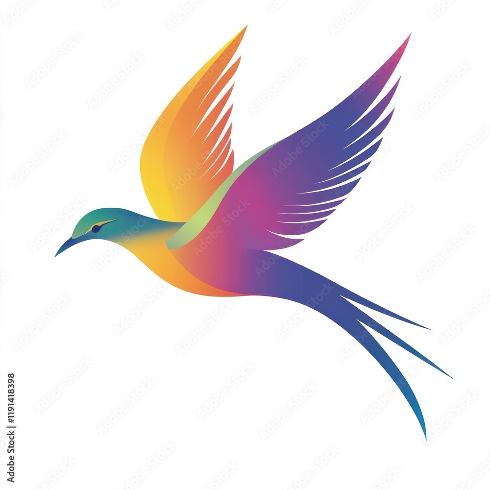 Fototapeta premium Gradient Bird Flying In White Background - Design