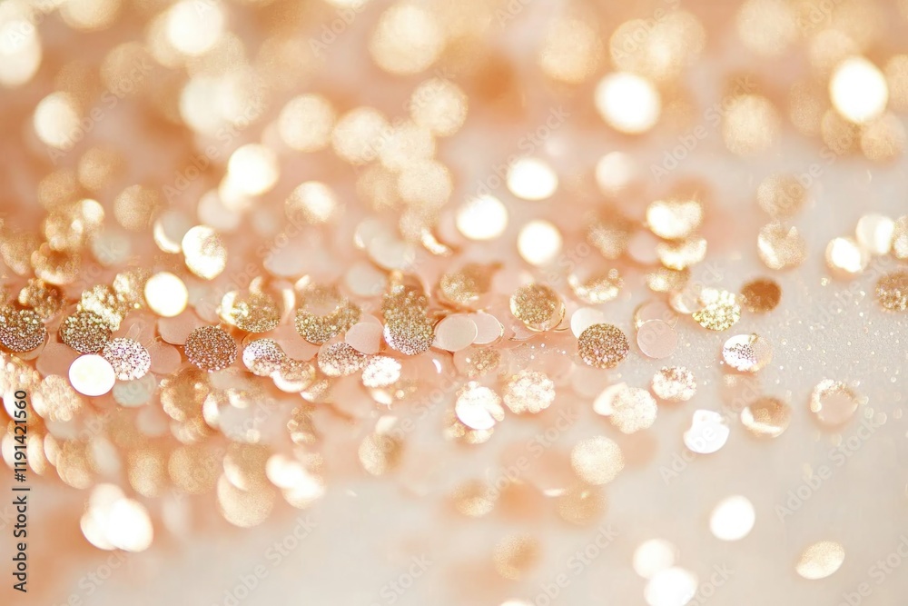 Shimmering golden confetti scattered on soft surface, creating d Shimmering golden confetti scattered on soft surface, creating d