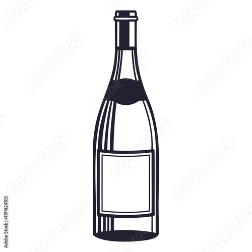 Elegant Wine Bottle Silhouette High-Quality Vector for Transparent Backgrounds