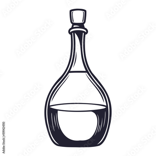 Elegant Wine Bottle Silhouette High-Quality Vector for Transparent Backgrounds