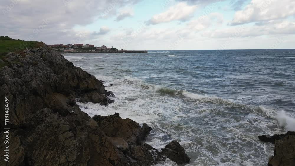 Waves on the cliffs of Comillas. Cantabria Waves on the cliffs of Comillas. Cantabria