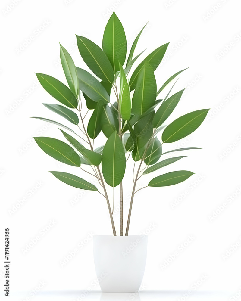 custom made wallpaper toronto digitalLush potted rubber plant, thriving indoors, white background, ideal for home decor or office spaces