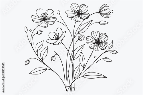 Simple line drawing of a floral arrangement