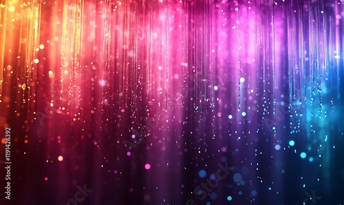 Abstract Background Featuring Falling Rainbows and Holographic Light Rays