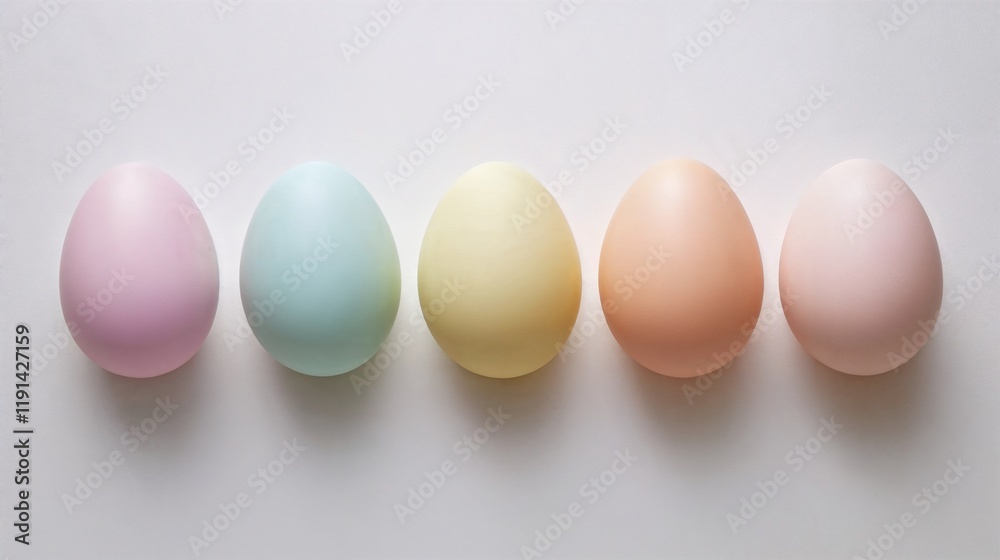 Pastel Eggs in Clean Style in Soft Colors Representing Easter or Spring with Copy Space
Pastel Eggs in Clean Style in Soft Colors Representing Easter or Spring with Copy Space