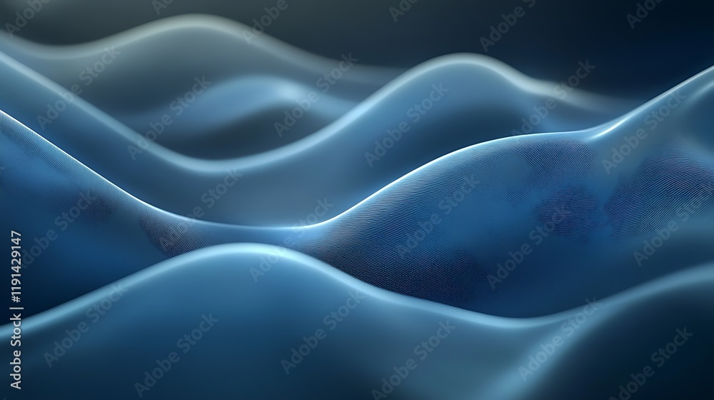 Obraz premium Abstract Blue Waves Digital Art Landscape