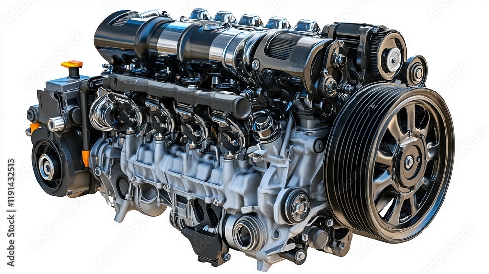 Fototapeta premium Isolated car engine on a white background with a clipping path