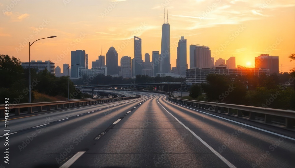 Fototapeta premium sunset over the city