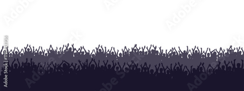 Crowd of people silhouette, cheerful fans people. Big event, concert or sport. Vector illustration
