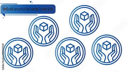 Handle with care product label warning line icon vector