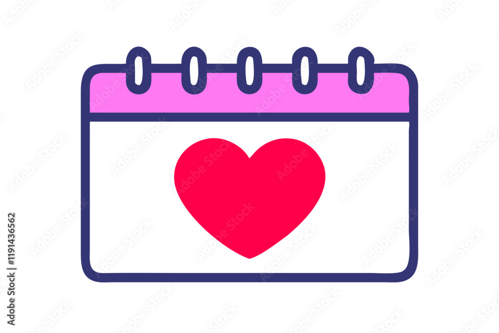 Stylish Valentine's Day calendar icon with a heart.