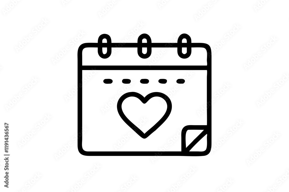 Stylish Valentine's Day calendar icon with a heart. Stylish Valentine's Day calendar icon with a heart.