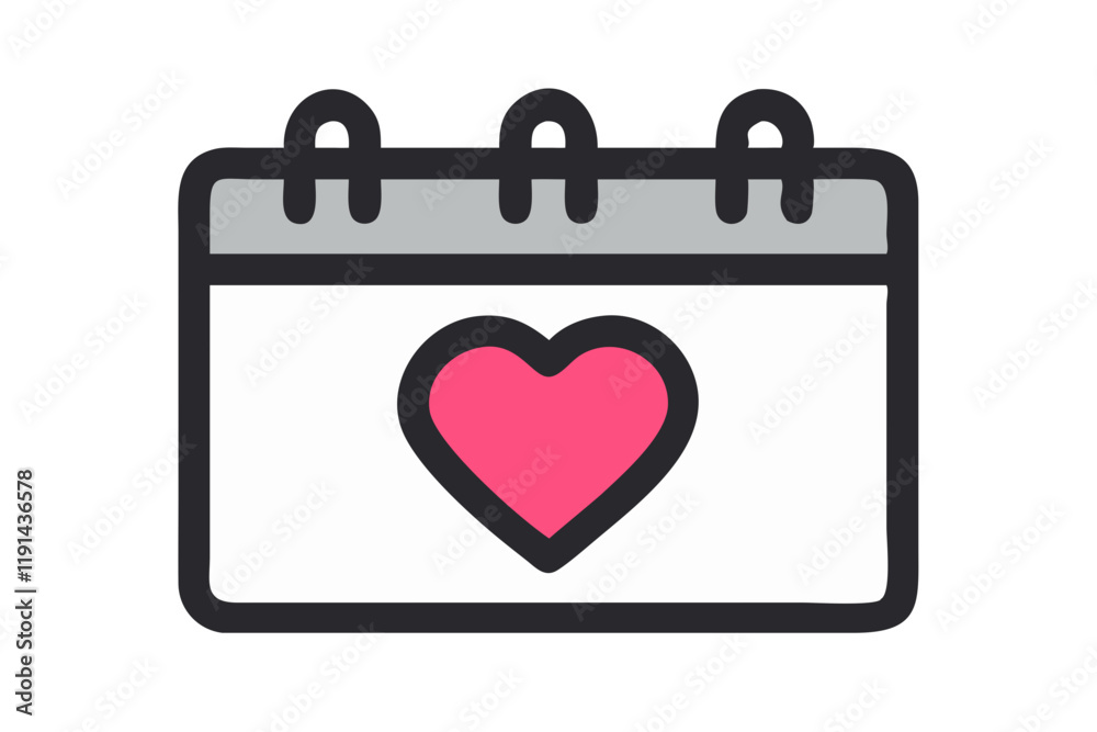 Stylish Valentine's Day calendar icon with a heart. Stylish Valentine's Day calendar icon with a heart.