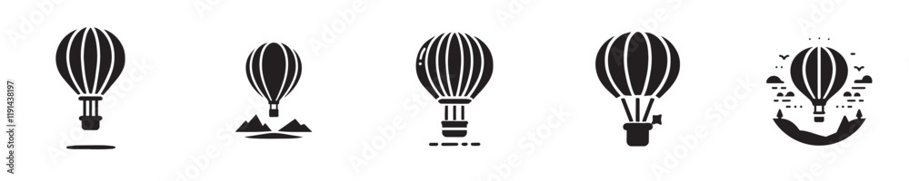 vector collection of air balloon silhouettes vector collection of air balloon silhouettes