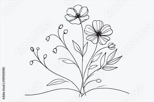 Simple line drawing of a floral arrangement