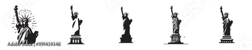 vector collection of statue of liberty silhouettes
